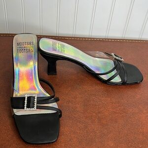 Mootsies Tootsies Holographic Heeled slides Size 6